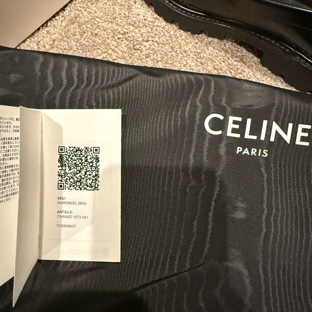 Celine Margaret Lug Sole  Leather Slip-On Loafers with Gold Triomphe Accent 37.5 - Picture 5 of 8